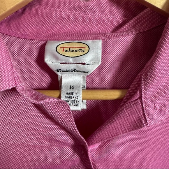 Talbots Pink Wrinkle Resistant Button Up Shirt Size 14 Long Sleeve Blouse - Picture 3 of 4